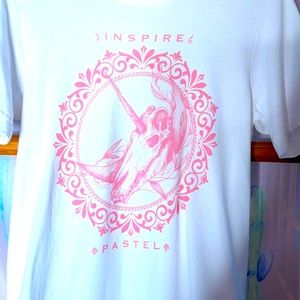 pink inspire / unicorn skull graphic tee